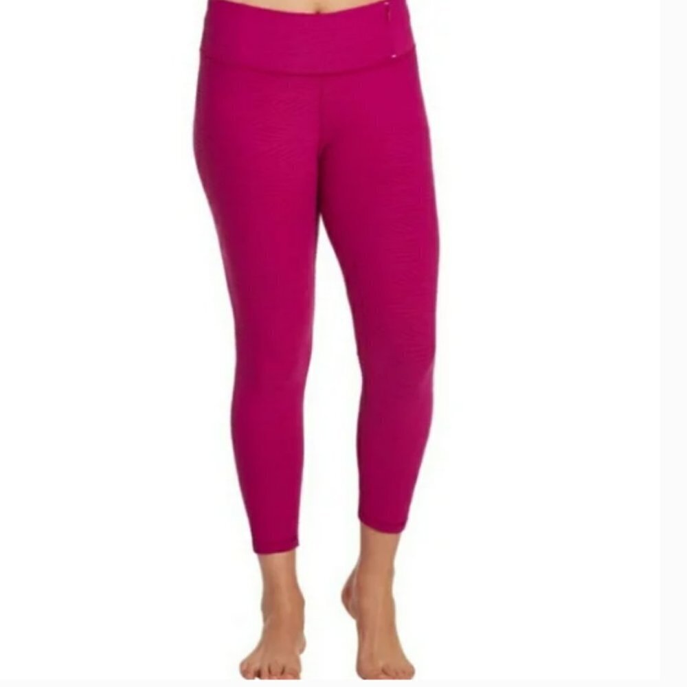 CALIA by Carrie Underwood Essential Jacquard Textured Crop Leggings Berry (Pink)